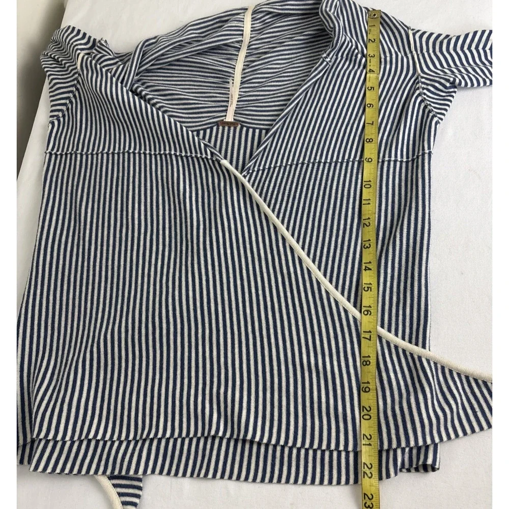 Free People Striped Open Cardigan Sweater Womens Small Lightweight Blue White